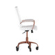 White LeatherSoft/Rose Gold Frame |#| Executive Chair with Rose Gold Frame & Arms on Skate Wheels - White LeatherSoft