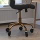Black LeatherSoft/Gold Frame |#| Executive Chair with Gold Frame & Arms on Skate Wheels - Black LeatherSoft