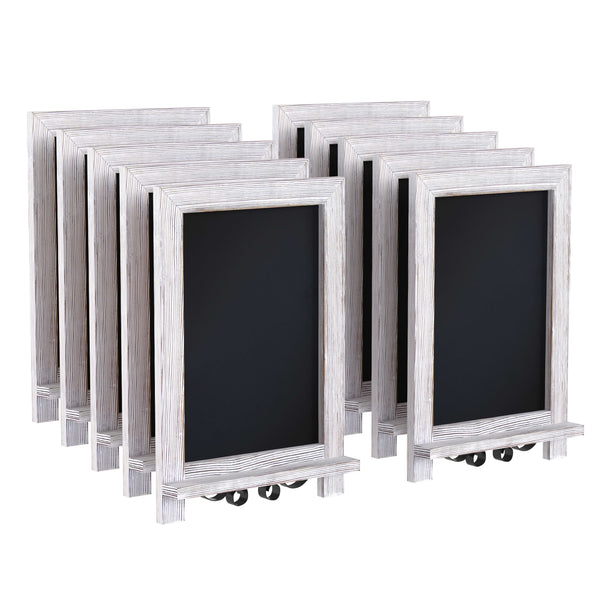White Wash,9.5inchW x 1.88inchD x 14inchH |#| 10 Pack 9.5inch x 14inch Tabletop or Wall Mount Magnetic Chalkboards - Whitewashed