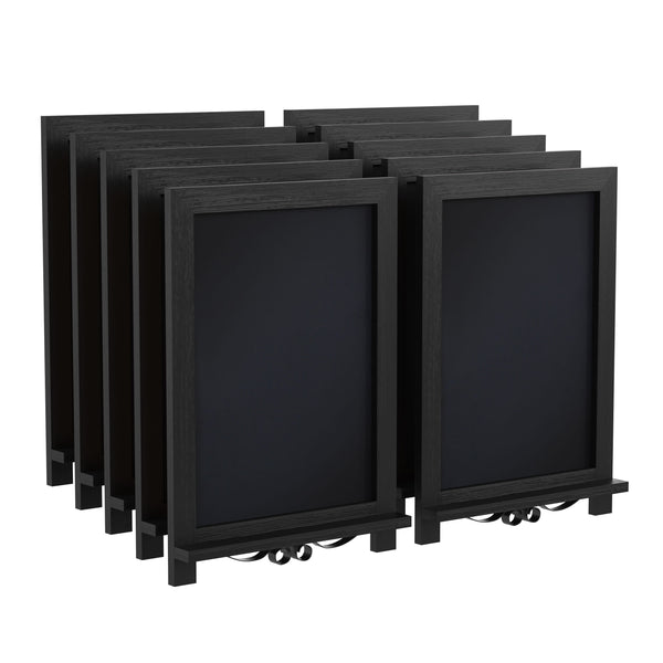 Black,12inchW x 1.88inchD x 17inchH |#| 10 Pack 12inch x 17inch Tabletop or Wall Mount Magnetic Chalkboards - Black