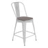 Carly Commercial Grade 24" High Metal Indoor-Outdoor Counter Height Stool with Back and Polystyrene Seat