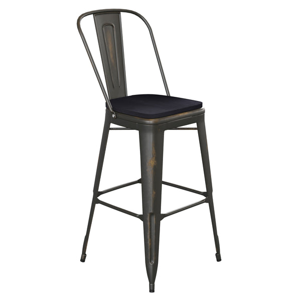 Copper/Black |#| All-Weather Bar Height Stool with Poly Resin Seat - Copper/Black