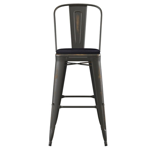 Copper/Black |#| All-Weather Bar Height Stool with Poly Resin Seat - Copper/Black