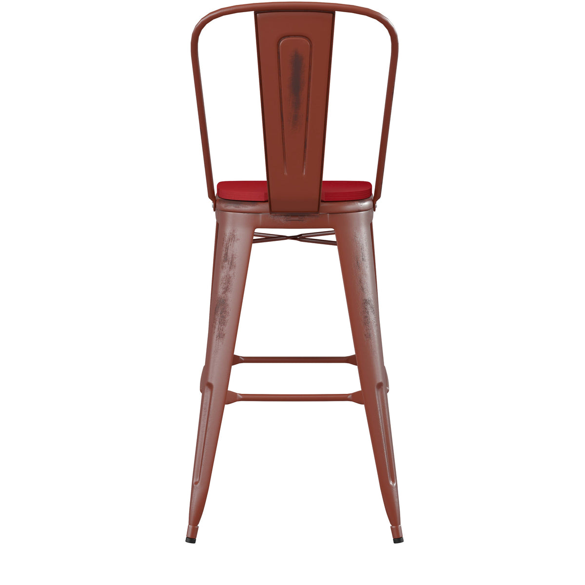 Kelly Red/Red |#| All-Weather Bar Height Stool with Poly Resin Seat - Kelly Red/Red