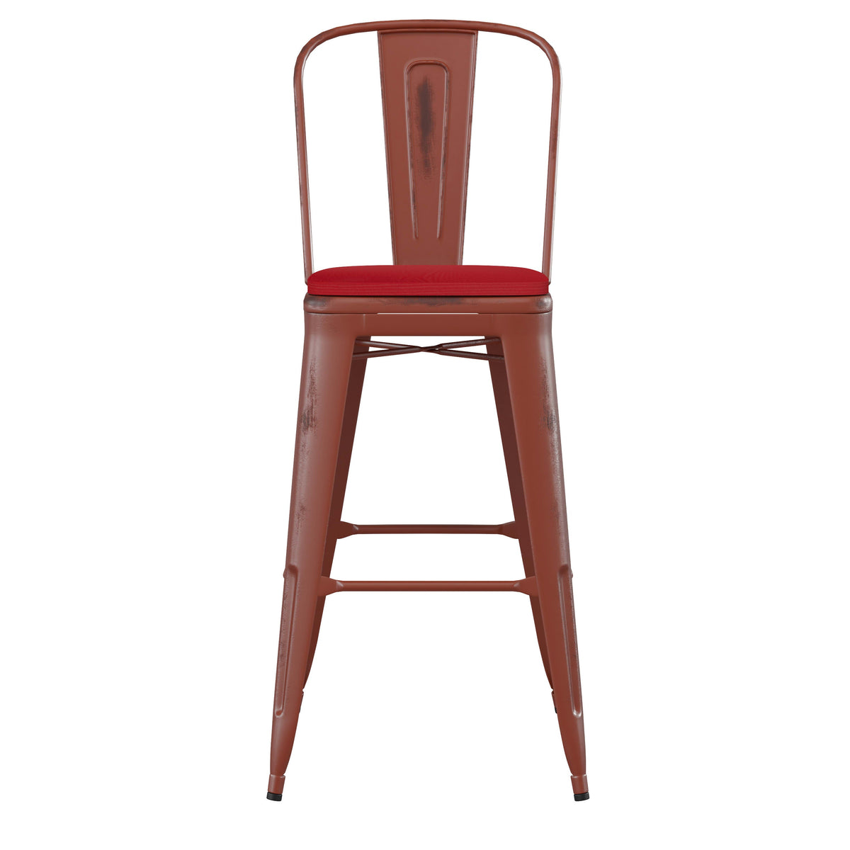 Kelly Red/Red |#| All-Weather Bar Height Stool with Poly Resin Seat - Kelly Red/Red