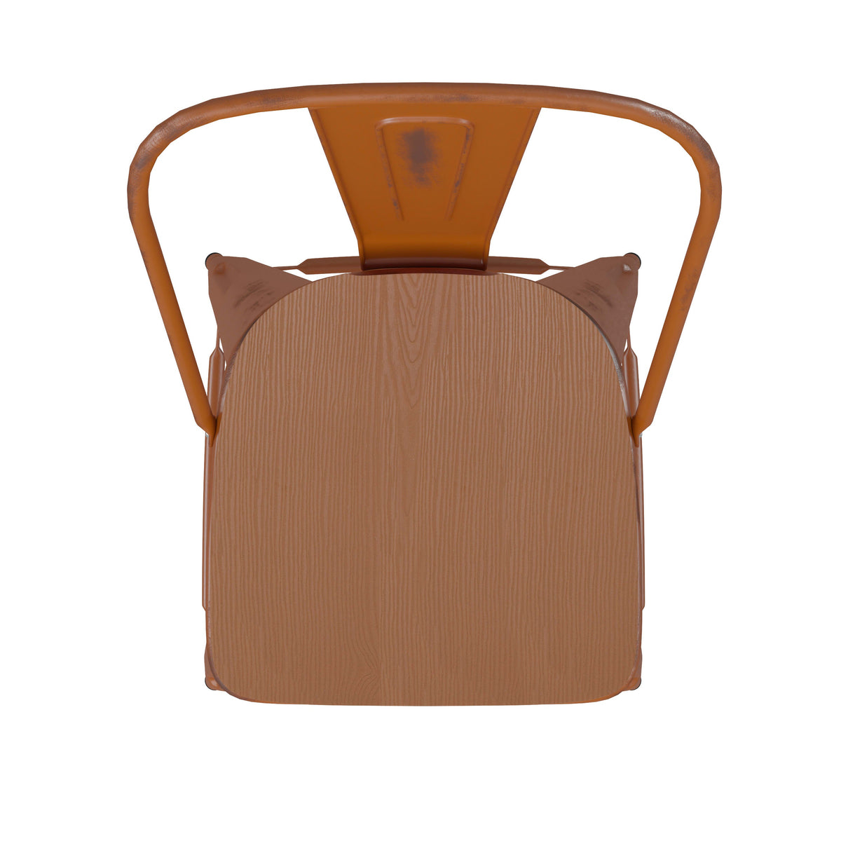 Orange/Teak |#| All-Weather Bar Height Stool with Poly Resin Seat - Orange/Teak