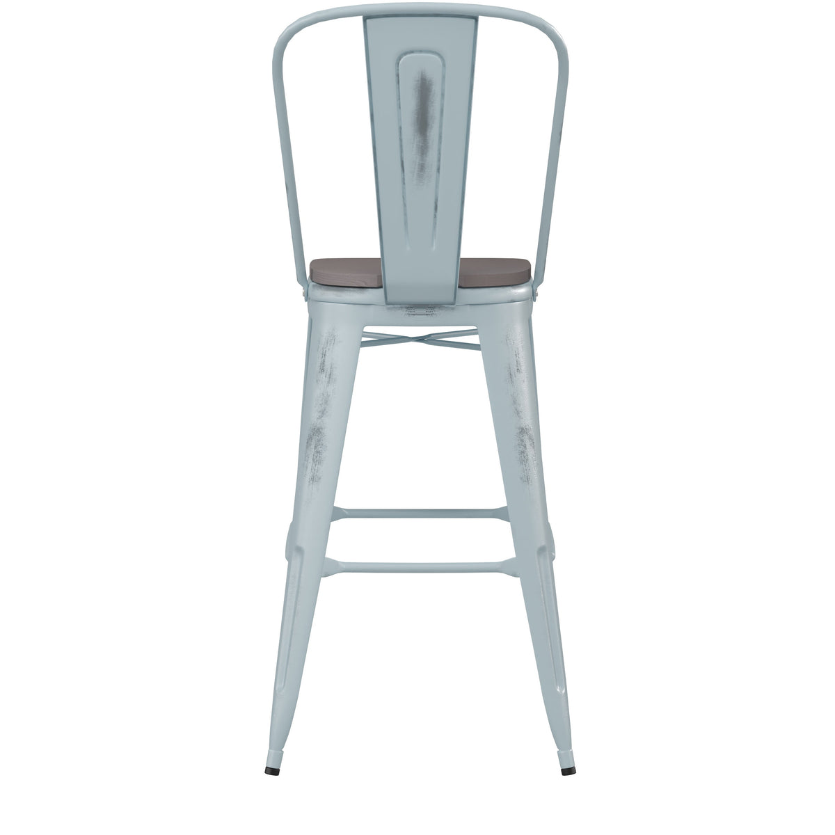 Green-Blue/Gray |#| All-Weather Bar Height Stool with Poly Resin Seat - Green-Blue/Gray