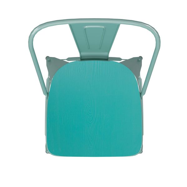 Mint Green/Mint Green |#| All-Weather Bar Height Stool with Poly Resin Seat - Mint Green