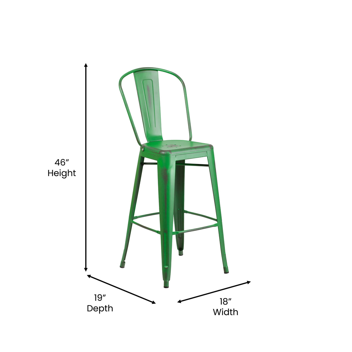 Green/Teak |#| All-Weather Bar Height Stool with Poly Resin Seat - Green/Teak