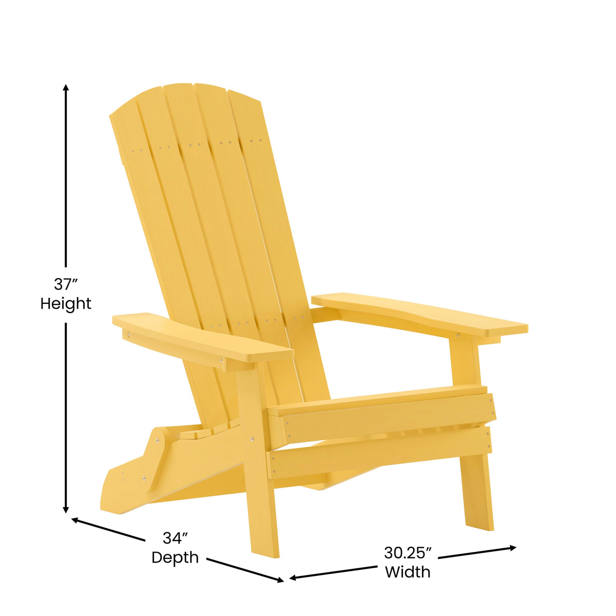 Yellow |#| All-Weather Poly Resin Folding Adirondack Chair in Yellow - Patio Chair