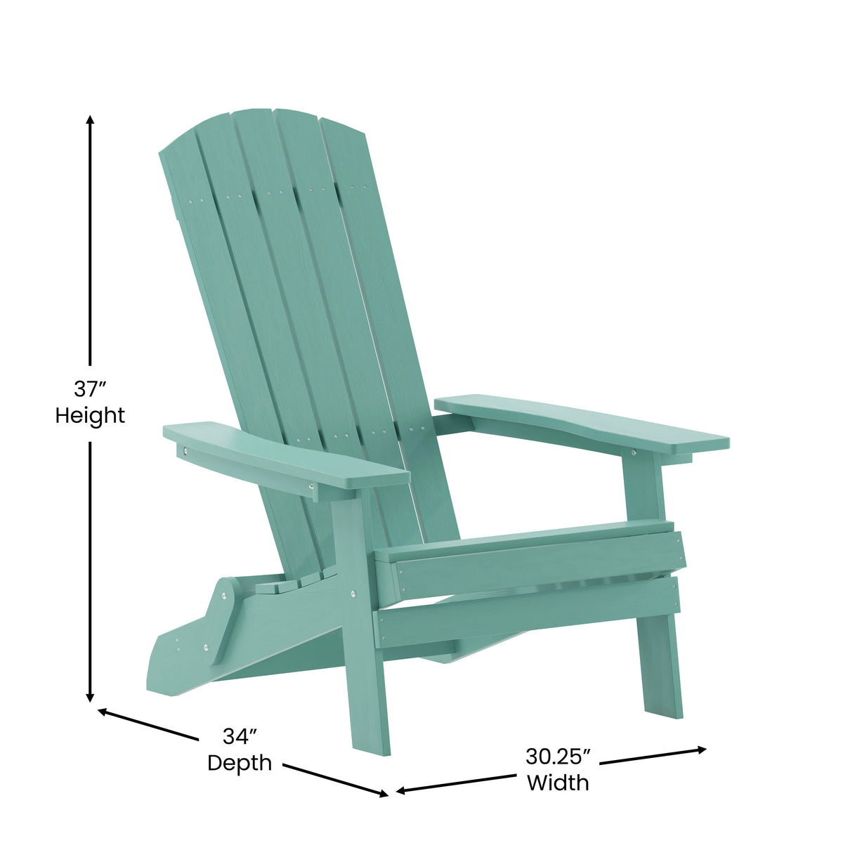 Sea Foam |#| All-Weather Poly Resin Folding Adirondack Chair in Sea Foam - Patio Chair