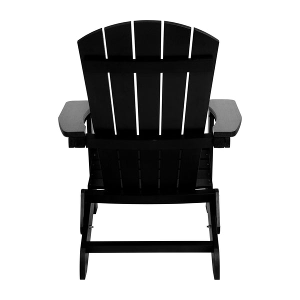 Black |#| All-Weather Poly Resin Folding Adirondack Chair in Black - Patio Chair