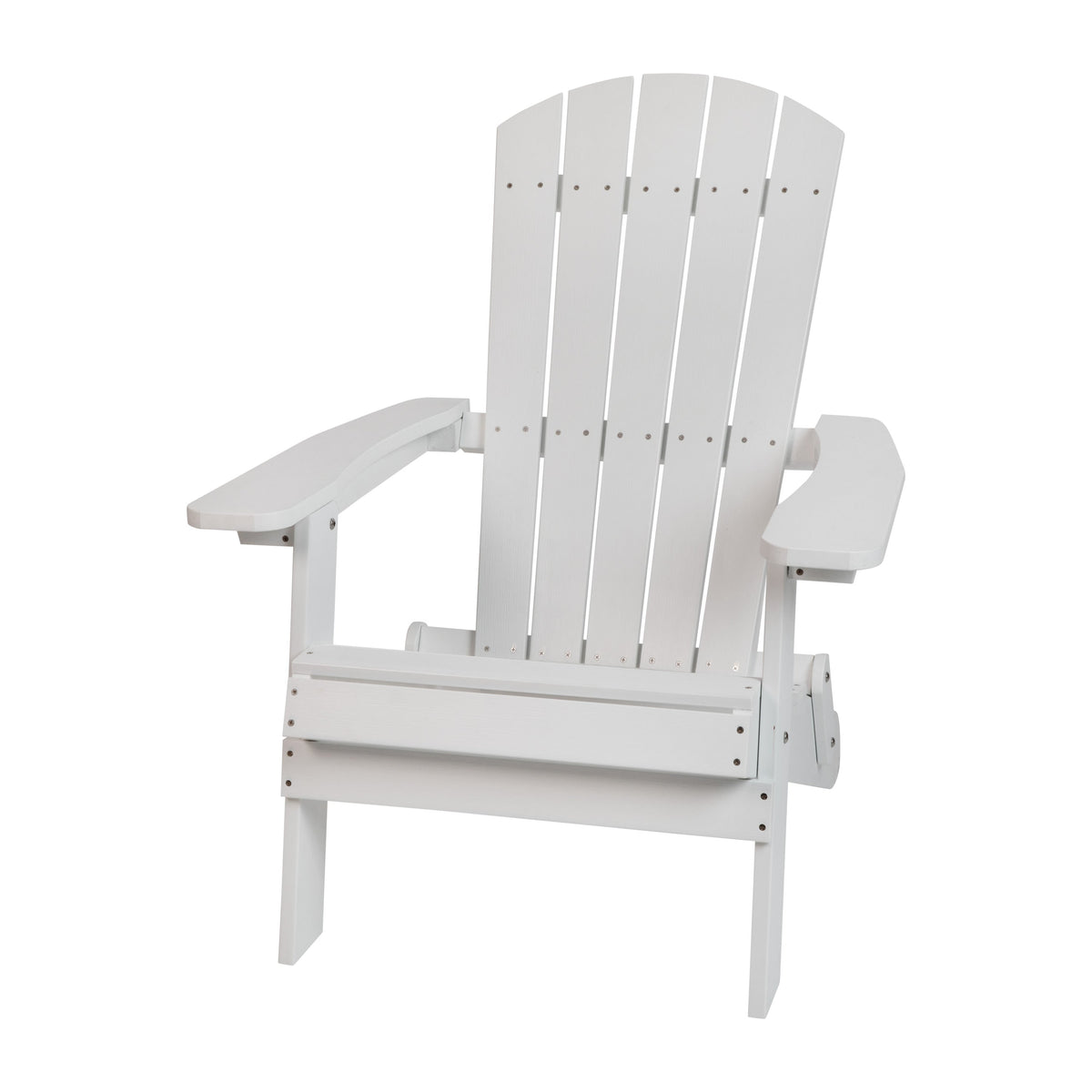 White |#| All-Weather Poly Resin Folding Adirondack Chair in White - Patio Chair