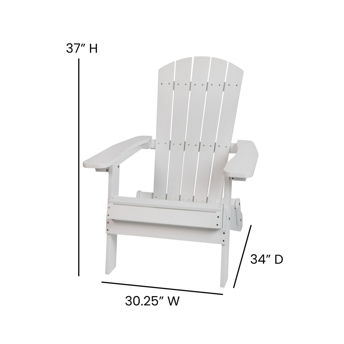 White |#| All-Weather Poly Resin Folding Adirondack Chair in White - Patio Chair