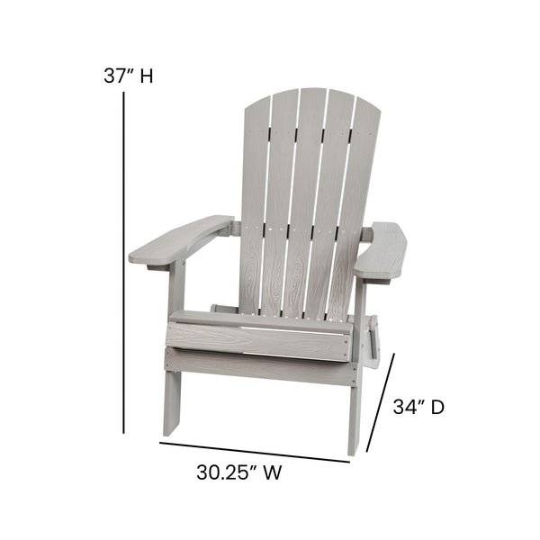 Gray |#| All-Weather Poly Resin Folding Adirondack Chair in Gray - Patio Chair