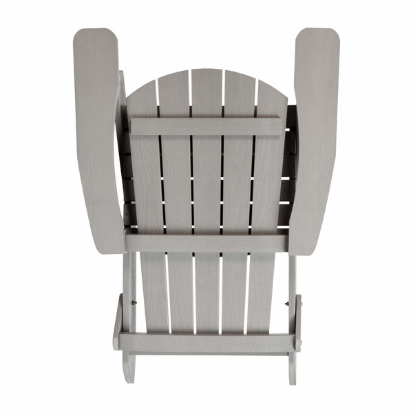 Gray |#| All-Weather Poly Resin Folding Adirondack Chair in Gray - Patio Chair