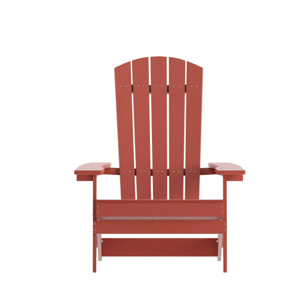 Red |#| All-Weather Poly Resin Folding Adirondack Chair in Red - Patio Chair