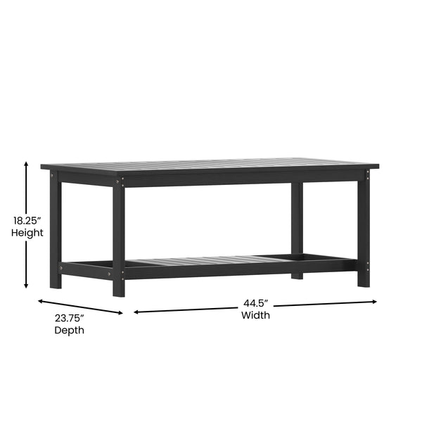 Black |#| Indoor/Outdoor Poly Resin 2-Tier Adirondack Coffee Table - Black