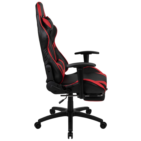 Gaming Desk & Ergonomic Gaming Chair with Footrest & Detachable Pillow Headrest