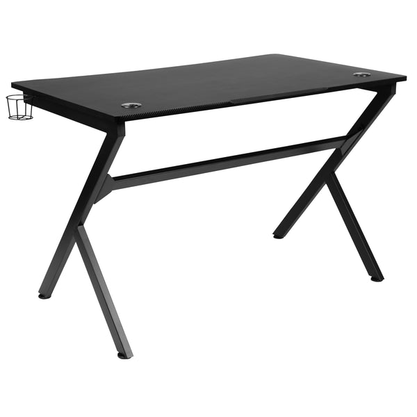 Gaming Desk & Ergonomic Gaming Chair with Footrest & Detachable Pillow Headrest