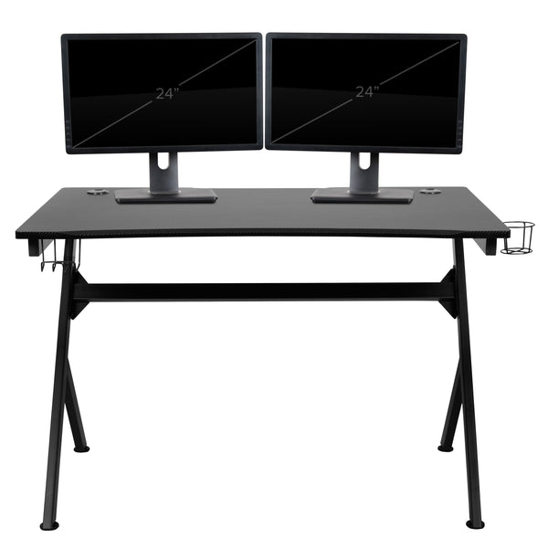 Gaming Desk & Ergonomic Gaming Chair with Footrest & Detachable Pillow Headrest