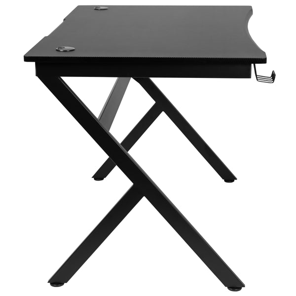 Gaming Desk & Ergonomic Gaming Chair with Footrest & Detachable Pillow Headrest