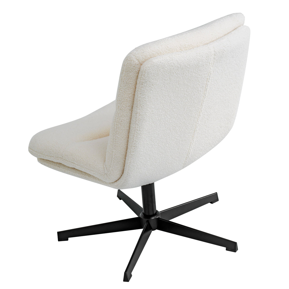 Cream Faux Shearling/Black Frame |#| Commercial Wide Mid-Back Padded Faux Shearling Swivel Office Chair in Cream/Blk