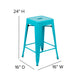 Teal-Blue Resin Wood Seat/Teal Frame |#| All-Weather Teal Commercial Backless Counter Stools-Teal Poly Seat-4 PK