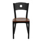 Cherry Wood Seat/Black Metal Frame |#| Black Circle Back Metal Restaurant Chair - Cherry Wood Seat