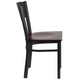 Walnut Wood Seat/Black Metal Frame |#| Black Circle Back Metal Restaurant Chair - Walnut Wood Seat