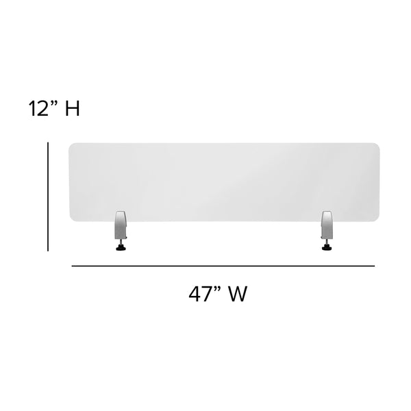 47"L x 12"H |#| Clear Acrylic Desk Partition, 12"H x 47"L (Hardware Included)
