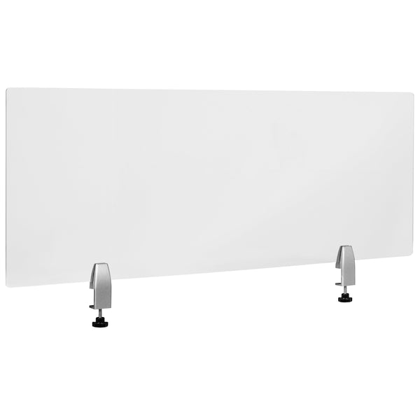 47"L x 18"H |#| Clear Acrylic Desk Partition, 18"H x 47"L (Installation Hardware Included)