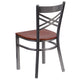 Cherry Wood Seat/Clear Coated Metal Frame |#| Clear Coated inchXinch Back Metal Restaurant Chair - Cherry Wood Seat