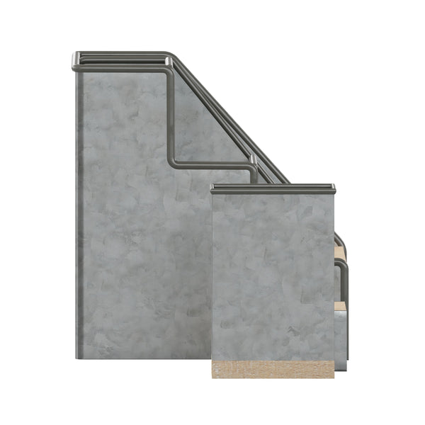 Galvanized |#| Galvanized Finish Metal and Rustic Wood 3 Piece Desktop or Vanity Organizer Set