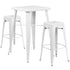 Commercial Grade 23.75" Square Metal Indoor-Outdoor Bar Table Set with 2 Square Seat Backless Stools