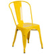 Yellow |#| 23.75inch Square Yellow Metal Indoor-Outdoor Table Set with 2 Stack Chairs