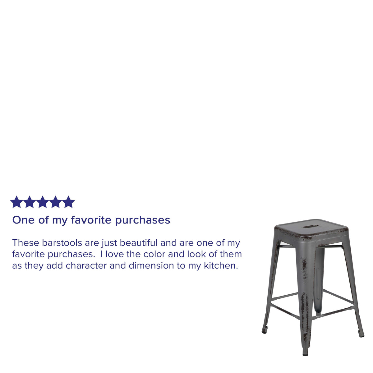 Silver Gray |#| 24inchH Backless Distressed Silver Gray Metal Indoor-Outdoor Counter Dining Stool