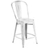 Commercial Grade 24" High Distressed Metal Indoor-Outdoor Counter Height Stool with Back