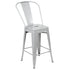 Commercial Grade 24" High Metal Indoor-Outdoor Counter Height Stool with Back