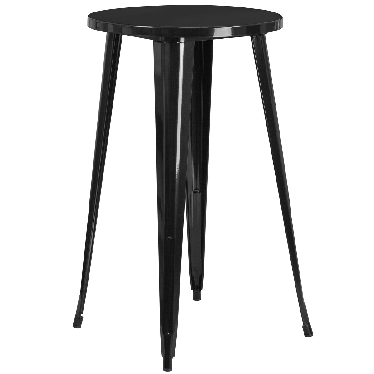 Black |#| 24inch Round Black Metal Indoor-Outdoor Bar Height Table - Restaurant Table