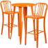 Commercial Grade 24" Round Metal Indoor-Outdoor Bar Table Set with 2 Vertical Slat Back Stools