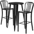 Commercial Grade 24" Round Metal Indoor-Outdoor Bar Table Set with 2 Vertical Slat Back Stools