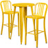 Commercial Grade 24" Round Metal Indoor-Outdoor Bar Table Set with 2 Vertical Slat Back Stools