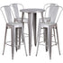 Commercial Grade 24" Round Metal Indoor-Outdoor Bar Table Set with 4 Cafe Stools