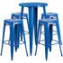 Commercial Grade 24" Round Metal Indoor-Outdoor Bar Table Set with 4 Square Seat Backless Stools