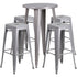 Commercial Grade 24" Round Metal Indoor-Outdoor Bar Table Set with 4 Square Seat Backless Stools