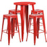 Commercial Grade 24" Round Metal Indoor-Outdoor Bar Table Set with 4 Square Seat Backless Stools