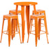 Commercial Grade 24" Round Metal Indoor-Outdoor Bar Table Set with 4 Square Seat Backless Stools