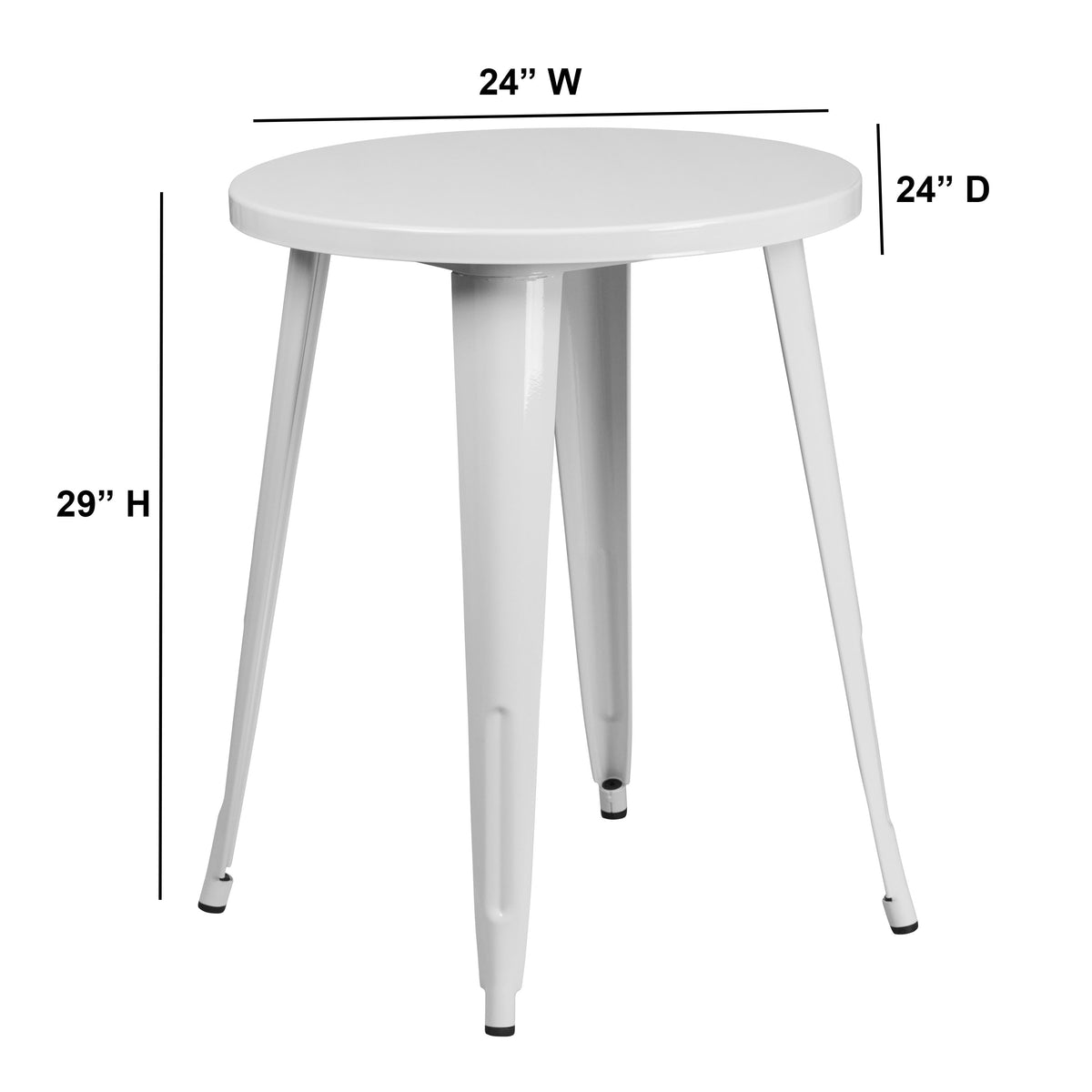 White |#| 24inch Round White Metal Indoor-Outdoor Table - Restaurant Furniture - Café Table