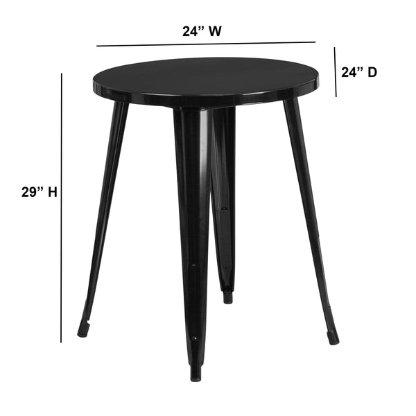 Green |#| 24inch Round Green Metal Indoor-Outdoor Table - Restaurant Furniture